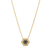 18ct Yellow Gold Black Diamond Halo Pendant-Necklace-Walker & Hall