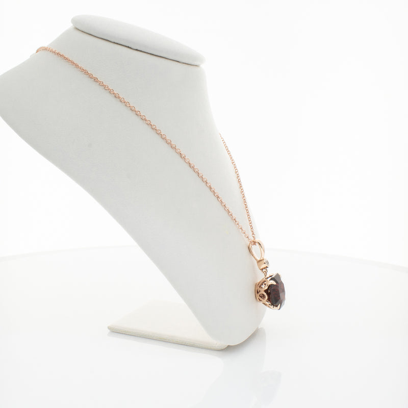 18ct Rose Gold Garnet & Diamond Octavia Pendant-Necklace-Walker & Hall