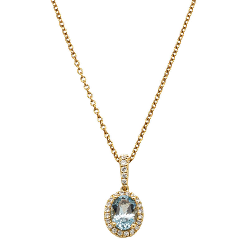 18ct Yellow Gold Aquamarine & Diamond Mini Sierra Pendant-Necklace-Walker & Hall