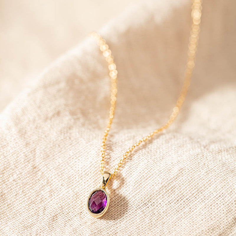 9ct Yellow Gold Amethyst Lavender Pendant-Necklace-Walker & Hall