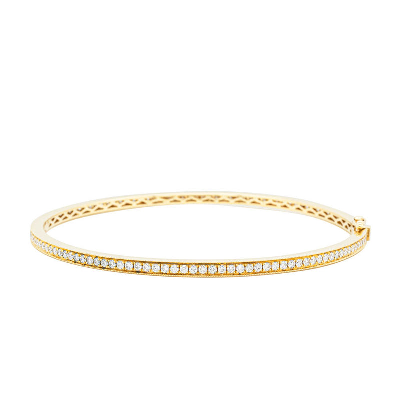 18ct Yellow Gold 1.90ct Diamond Bangle-Bracelet-Walker & Hall