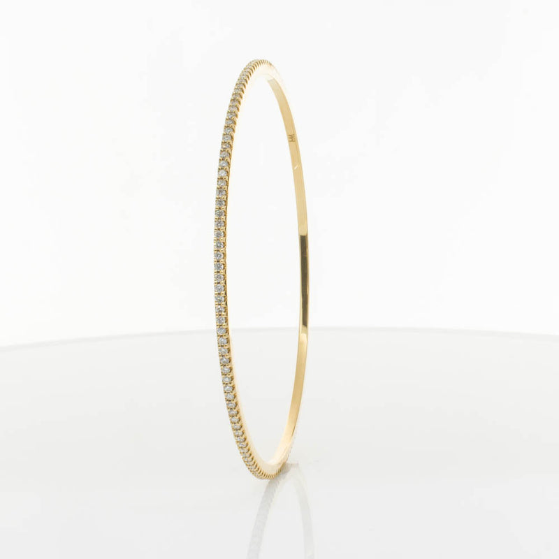 18ct Yellow Gold 1.03ct Diamond Eternity Bangle-Bracelet-Walker & Hall