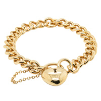 9ct Yellow Gold Curb Bracelet With Padlock-Bracelet-Walker & Hall