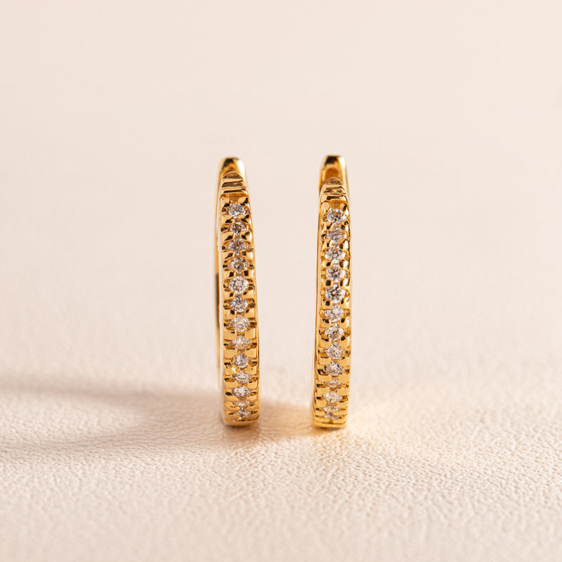 9ct Yellow Gold Diamond Huggie Earrings-Earrings-Walker & Hall