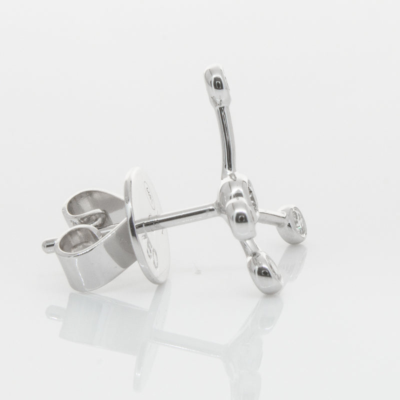 18ct White Gold & Diamond Single Earth Element Earring-Earrings-Walker & Hall