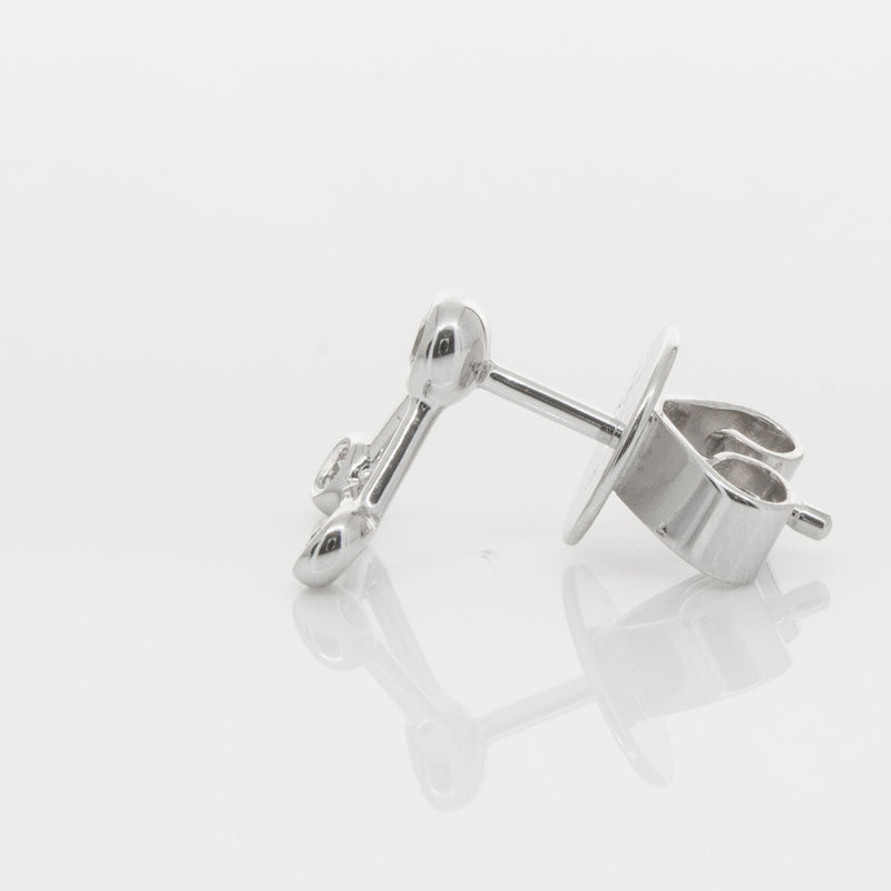18ct White Gold & Diamond Single Water Element Earring-Earrings-Walker & Hall