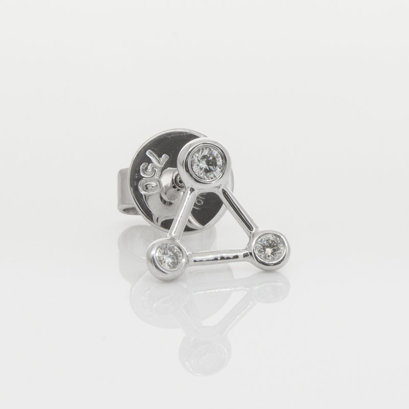 18ct White Gold & Diamond Single Water Element Earring-Earrings-Walker & Hall