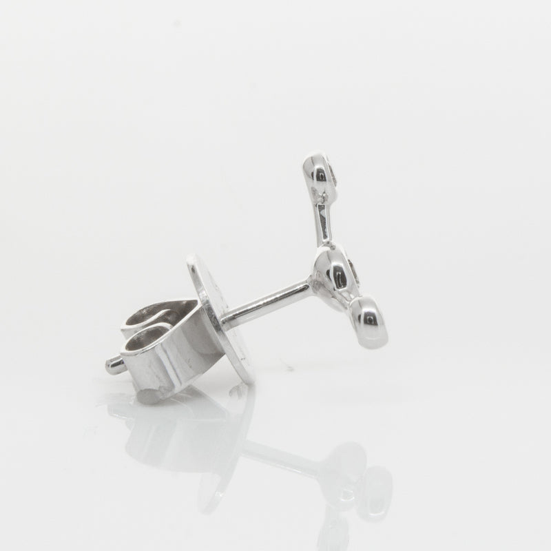 18ct White Gold & Diamond Single Fire Element Earring-Earrings-Walker & Hall