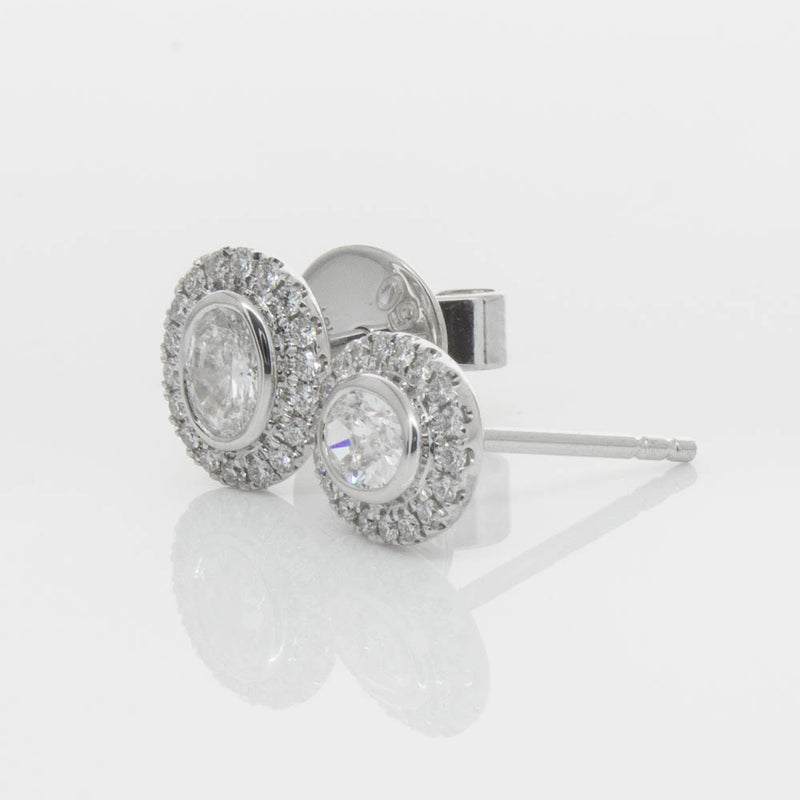 18ct White Gold .46ct Oval Cut Diamond Isla Earrings-Earrings-Walker & Hall