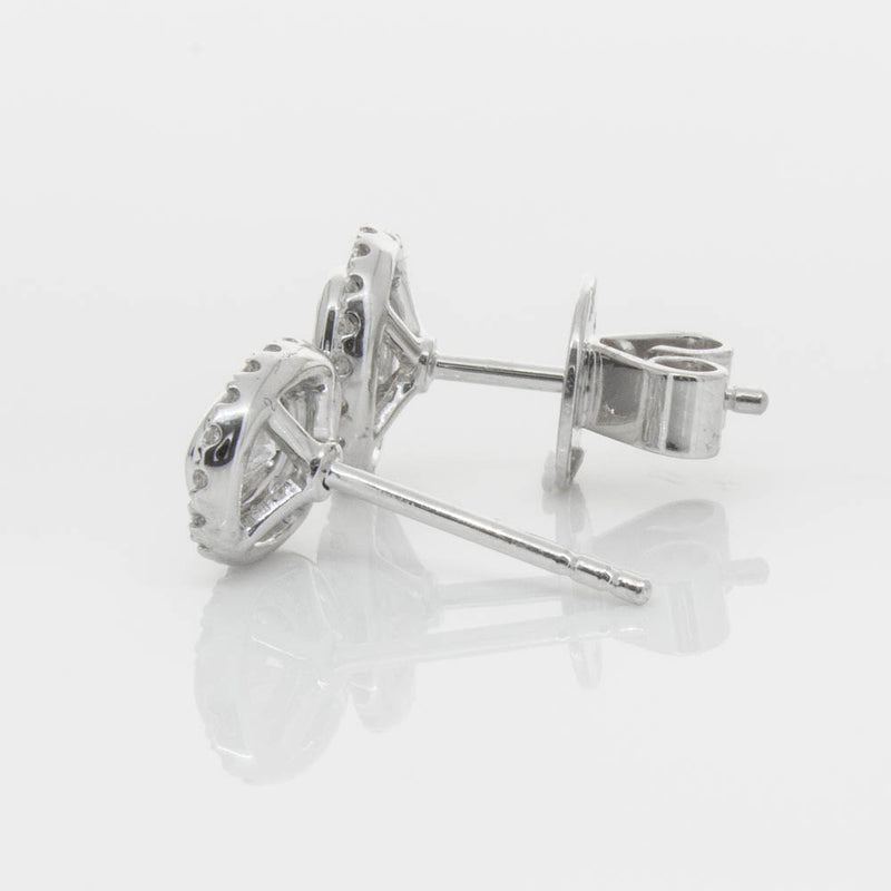 18ct White Gold .46ct Oval Cut Diamond Isla Earrings-Earrings-Walker & Hall