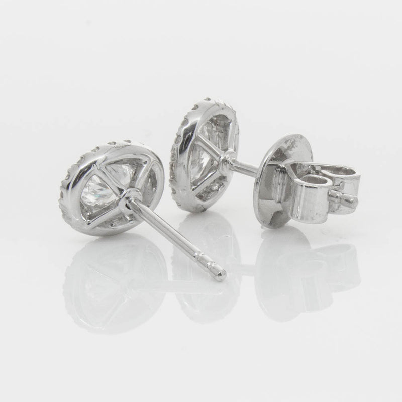 18ct White Gold .46ct Oval Cut Diamond Isla Earrings-Earrings-Walker & Hall