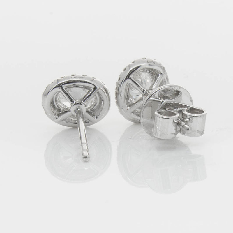 18ct White Gold .46ct Oval Cut Diamond Isla Earrings-Earrings-Walker & Hall