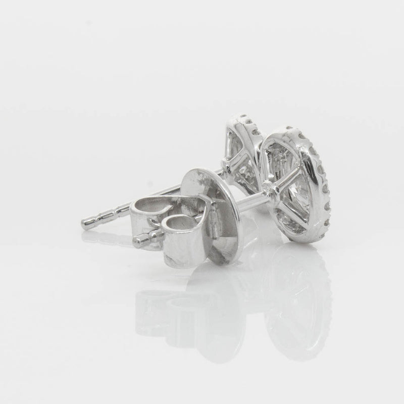 18ct White Gold .46ct Oval Cut Diamond Isla Earrings-Earrings-Walker & Hall