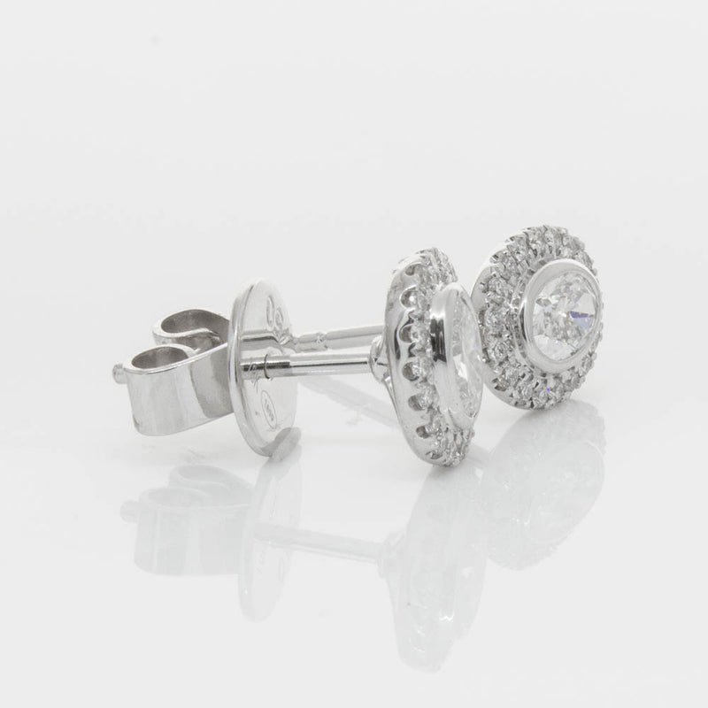 18ct White Gold .46ct Oval Cut Diamond Isla Earrings-Earrings-Walker & Hall