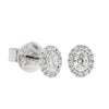18ct White Gold .38ct Oval Cut Diamond Halo Earrings-Earrings-Walker & Hall