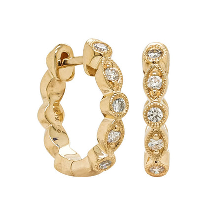 18ct Yellow Gold Diamond Aura Hoop Earrings-Earrings-Walker & Hall