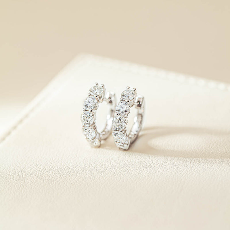 18ct White Gold Diamond Panorama Hoop Earrings-Earrings-Walker & Hall