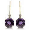 18ct Yellow Gold Amethyst & Diamond Drop Octavia Earrings-Earrings-Walker & Hall