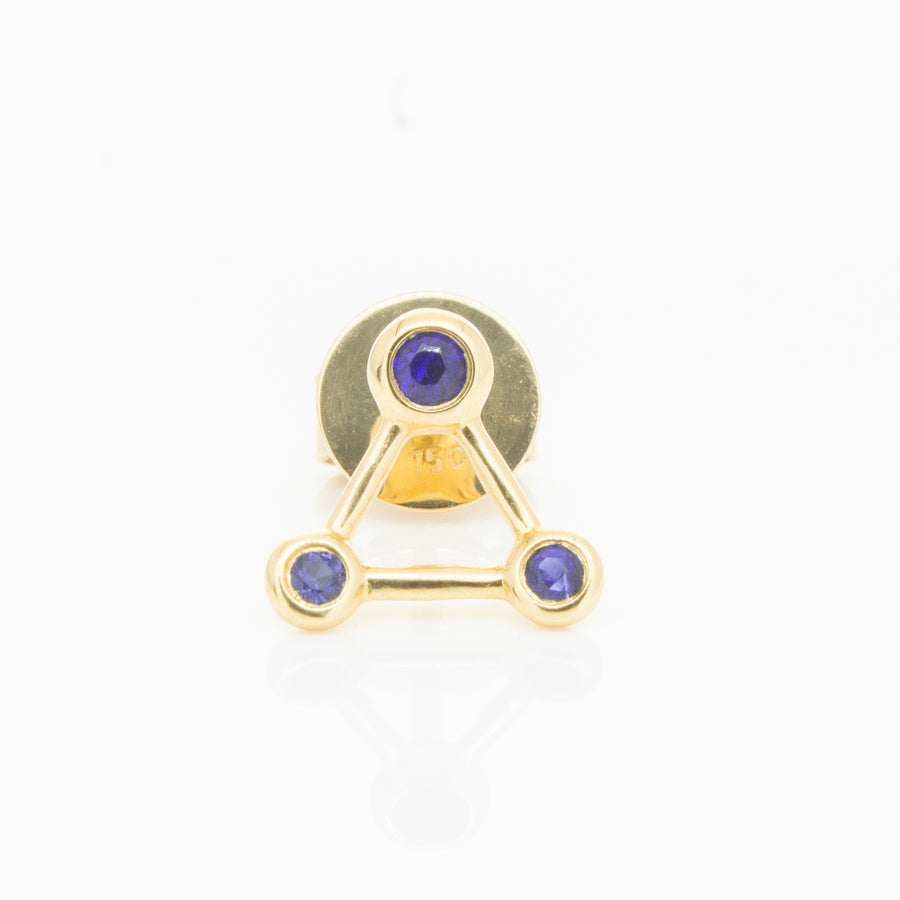 18ct Yellow Gold Sapphire Single Water Element Earring-Earrings-Walker & Hall