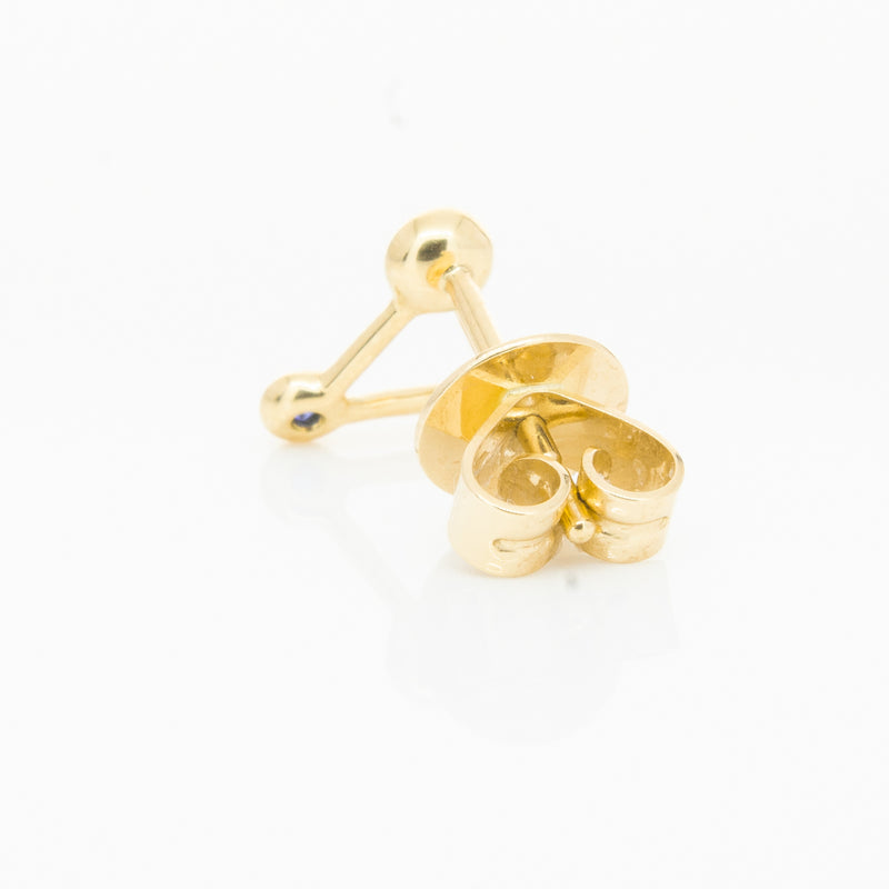 18ct Yellow Gold Sapphire Single Water Element Earring-Earrings-Walker & Hall