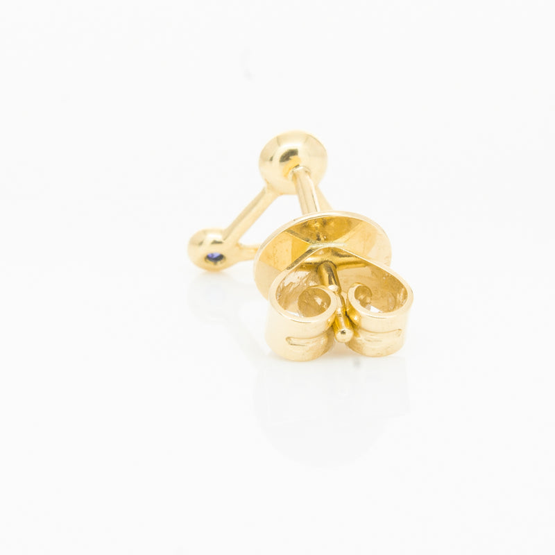 18ct Yellow Gold Sapphire Single Water Element Earring-Earrings-Walker & Hall