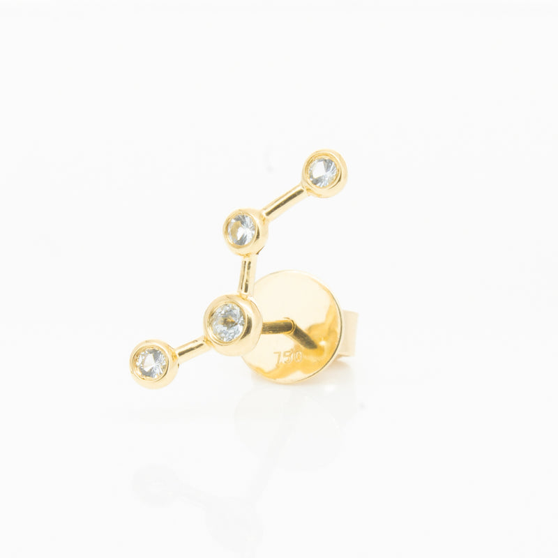 18ct Yellow Gold Aquamarine Single Air Element Earring-Earrings-Walker & Hall