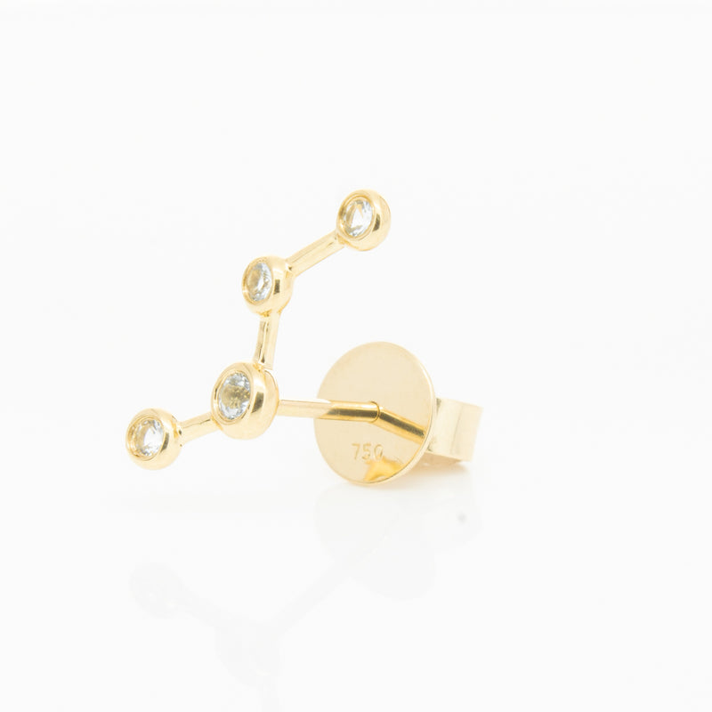 18ct Yellow Gold Aquamarine Single Air Element Earring-Earrings-Walker & Hall