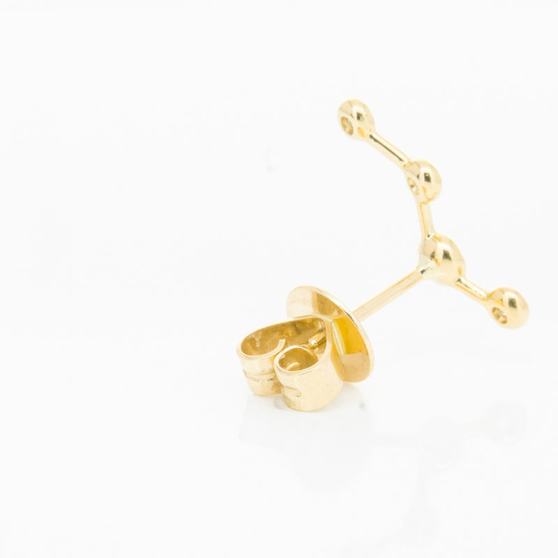 18ct Yellow Gold Aquamarine Single Air Element Earring-Earrings-Walker & Hall