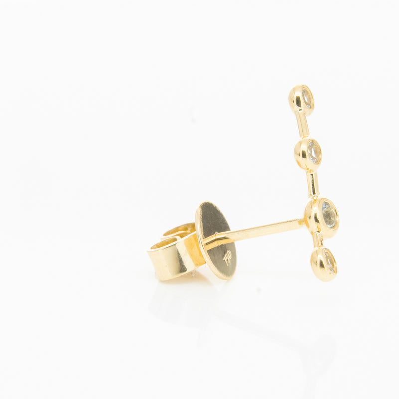 18ct Yellow Gold Aquamarine Single Air Element Earring-Earrings-Walker & Hall