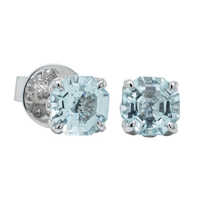 18ct White Gold Aquamarine Octavia Stud Earrings-Earrings-Walker & Hall
