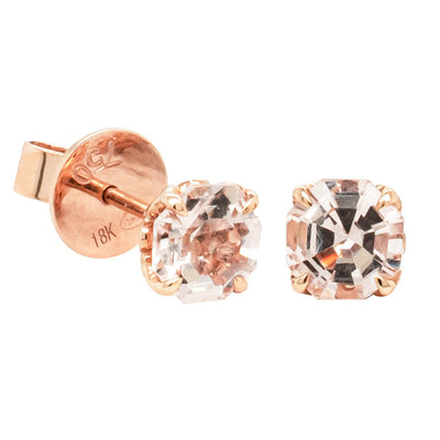 18ct Rose Gold Morganite Octavia Stud Earrings-Earrings-Walker & Hall