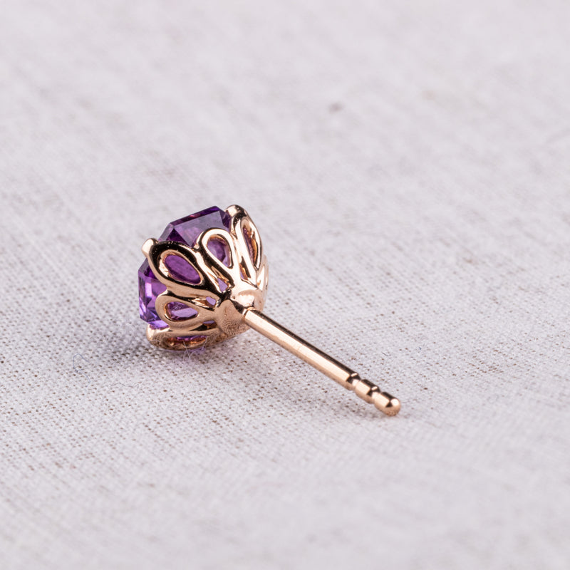 18ct Rose Gold Amethyst Octavia Stud Earrings-Earrings-Walker & Hall