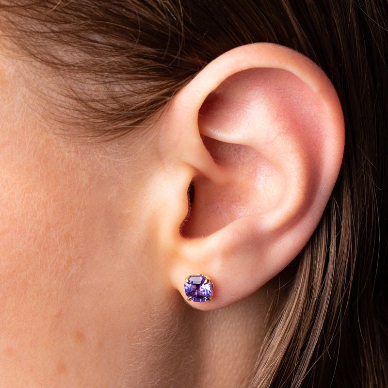 18ct Yellow Gold Tanzanite Octavia Stud Earrings-Earrings-Walker & Hall
