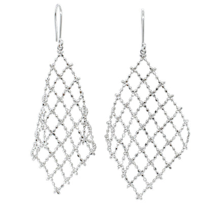 18ct White Gold Gimlet Drop Earrings-Earrings-Walker & Hall