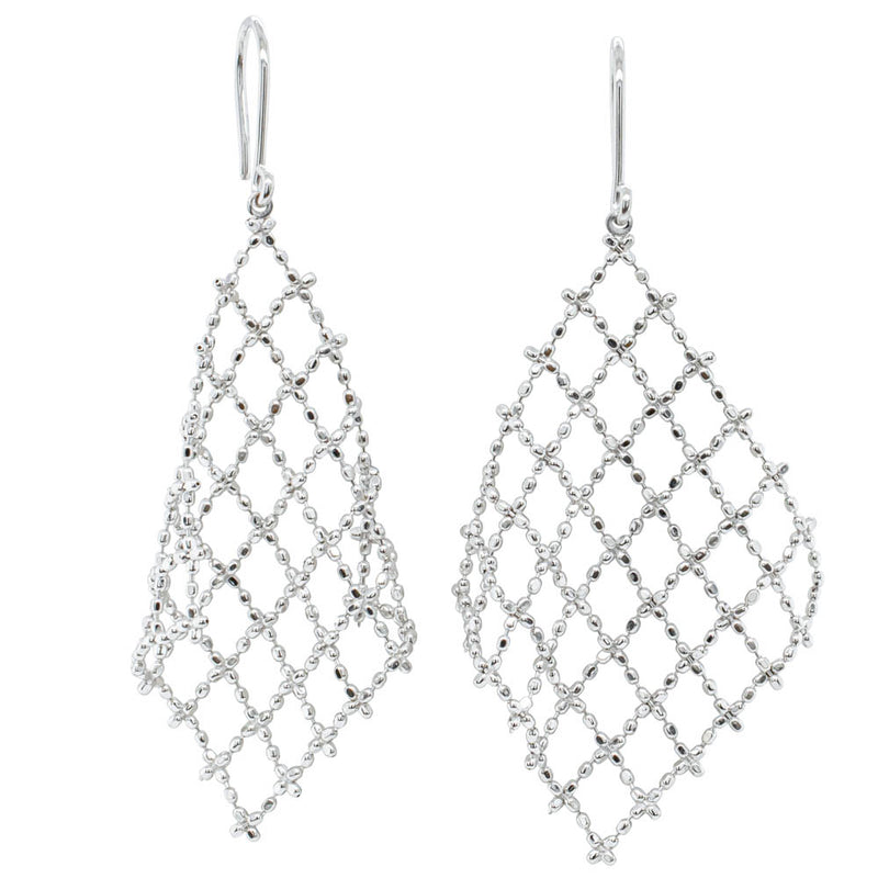 18ct White Gold Gimlet Drop Earrings-Earrings-Walker & Hall