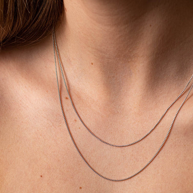 18ct White Gold 1mm Wheat Chain-Necklace-Walker & Hall