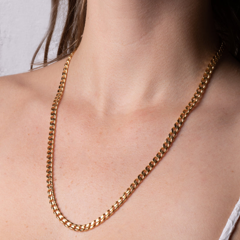 9ct Yellow Gold Concave Bevel Curb Chain-Necklace-Walker & Hall