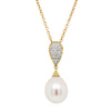 9ct Yelllow Gold Pearl & Diamond Pendant-Necklace-Walker & Hall