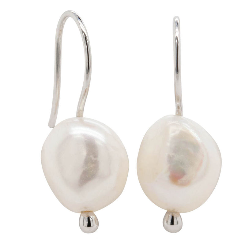 9ct White Gold Baroque Freshwater Pearl Drop Earrings-Earrings-Walker & Hall