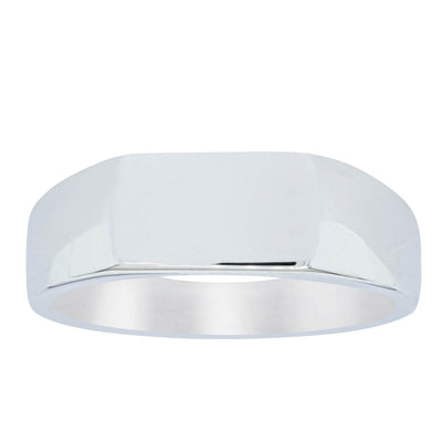 Sterling Silver Rectangular Signet Ring-Ring-Walker & Hall