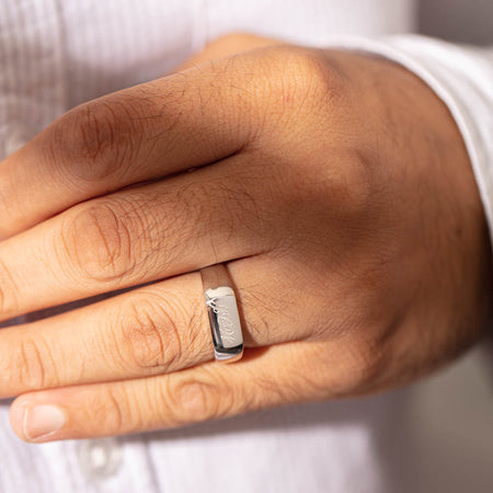 Sterling Silver Rectangular Signet Ring-Ring-Walker & Hall