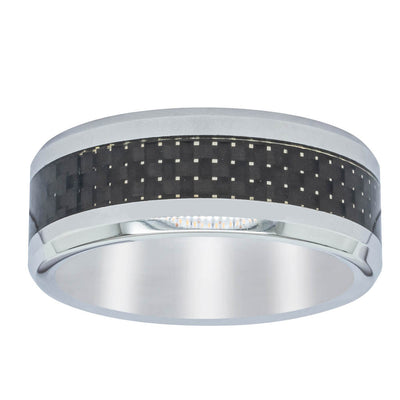 Cobalt Chrome 8mm Carbon Fibre Inlay Ring-Ring-Walker & Hall