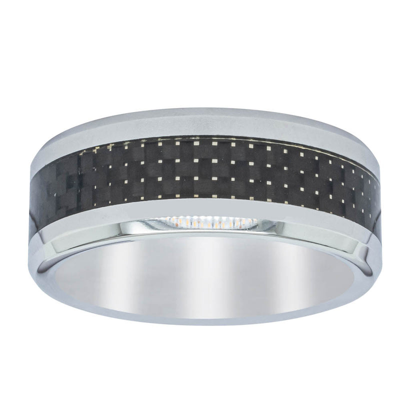 Cobalt Chrome 8mm Carbon Fibre Inlay Ring-Ring-Walker & Hall