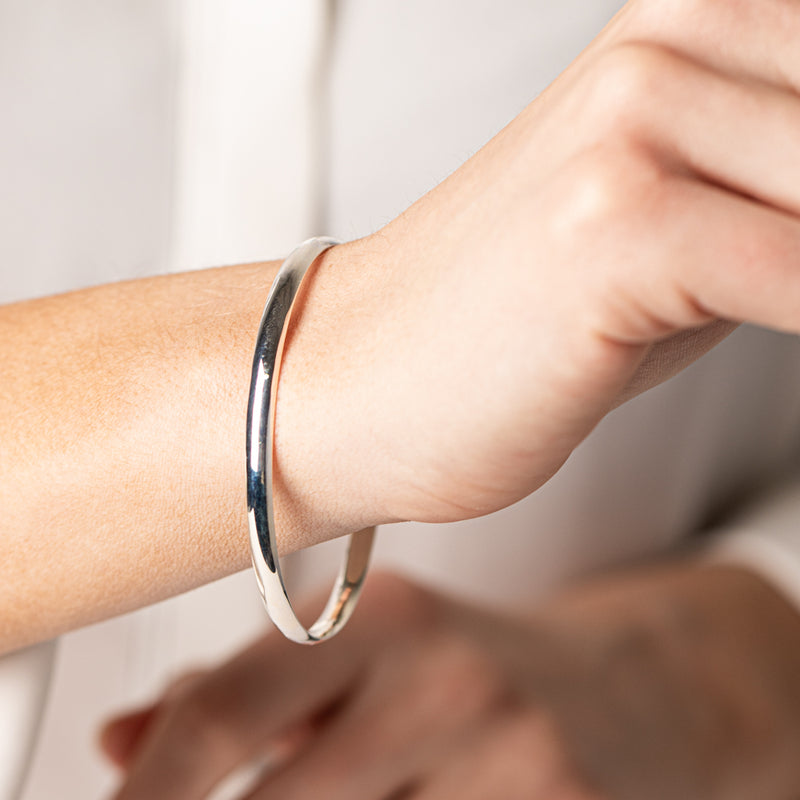 Sterling Silver 4.2mm Bangle-Bracelet-Walker & Hall