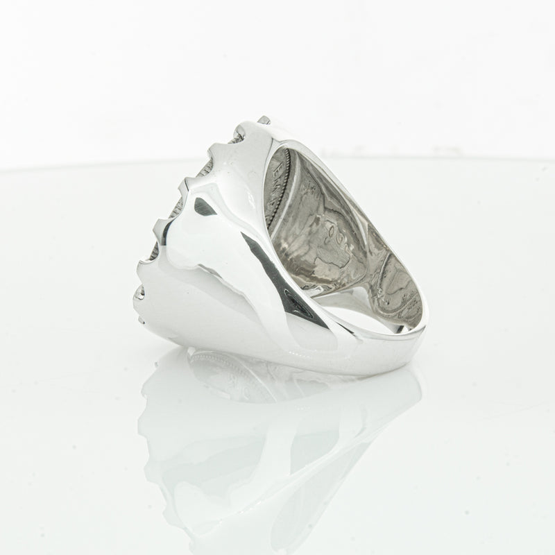 Sterling Silver Warrior Ring With NZ Shilling-Ring-Walker & Hall