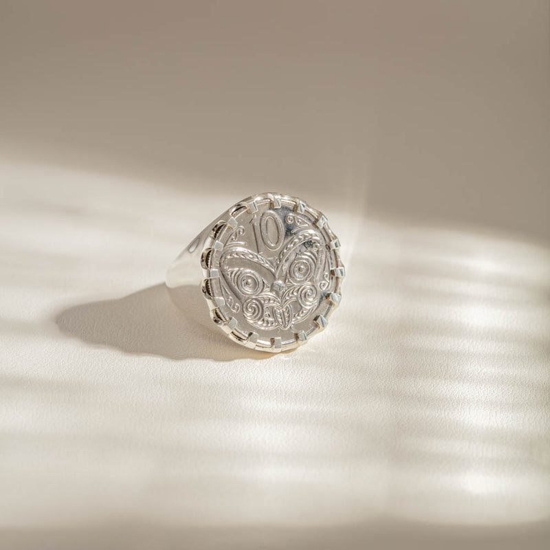 Sterling Silver Ring with Koruru Coin-Ring-Walker & Hall