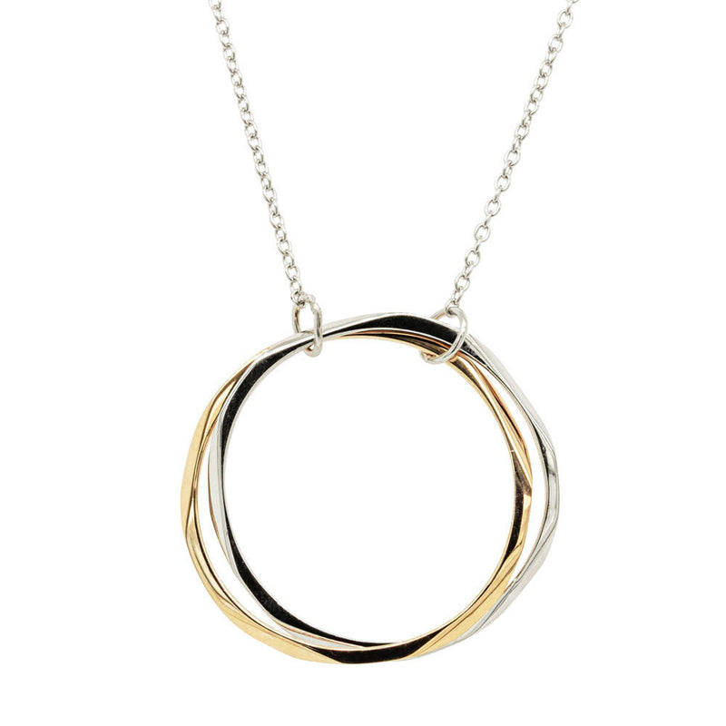 9ct Yellow Gold & Sterling Silver Entwined Pendant-Necklace-Walker & Hall
