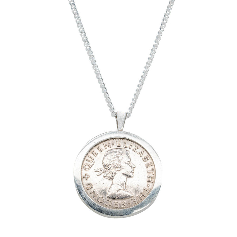 Sterling Silver Pendant with Shilling Coin-Necklace-Walker & Hall