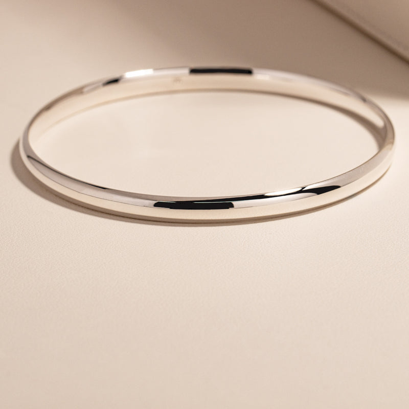 Sterling Silver 4.8mm Bangle-Bracelet-Walker & Hall