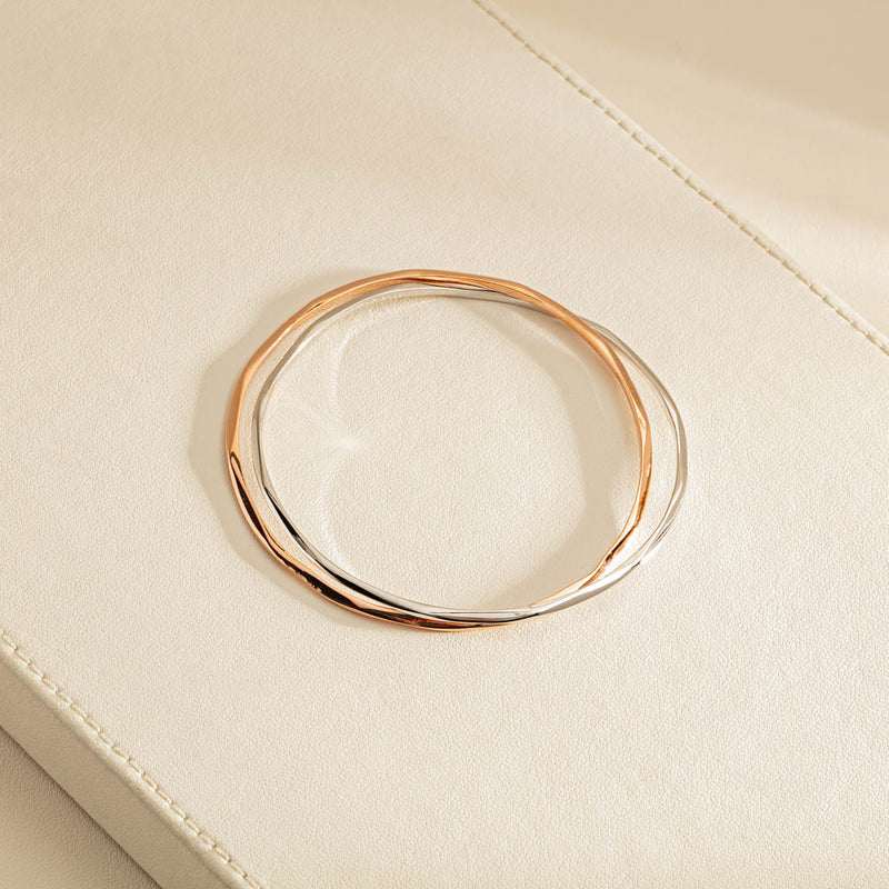 9ct Rose Gold & Sterling Silver Entwined Bangle-Bracelet-Walker & Hall